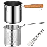 Frittierfitcyer Pot, Fritteus-Topf mit Korb und Zange gehandhabten Fritteuse Edelstahl...