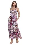 London Times Damen Kleider Gesmokter Rücken Babydoll gestuftes Maxikleid, Lavendel Multi,...