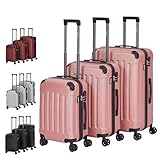 Arebos Reisekoffer 3er Set I ABS-Hartschale I Trolley Kofferset I Teleskopgriff...
