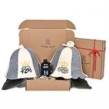 Sauna Geschenkset „Sauna King & Queen“ – 2x Saunahut aus 100% Wollfilz + Eukalyptus...