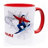 Snowboarder Tasse mit Namen personalisiert Snowboardfahrer Motiv Becher Snowboarden...