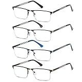 Fsread 4 Pack Halbe Rahmen Lesebrille für Herren Komfortable Robuste Leichtes Rechteckige...