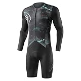 Santic Herren Triathlonanzug Einteiler Langarm Triathlon Anzug Gepolstert Trisuit...