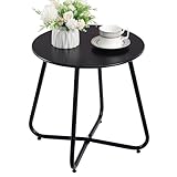 HollyHOME Beistelltisch Outdoor Balkontisch Klein Gartentisch Rund Beistelltisch Metall...