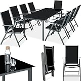 tectake® Aluminium Sitzgruppe 8+1, Gartenmöbel Set mit Stuhl und Tisch,...