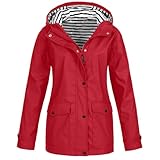 Generisch Regenjacke Damen Wasserdicht Regenmantel mit Reißverschluss Winddichte Outdoor...