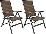 BRUBAKER 2er Set Polyrattan Gartenstuhl Modena - Hochlehner aus Metall und Poly Rattan...