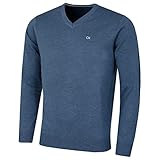 Calvin Klein Herren V-Ausschnitt Soft Cotton Pullover - Denim Marl - XL