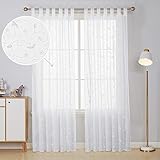 Deconovo Voile Vorhänge Schlaufenschal Transparent Gardinen mit Schlaufen...