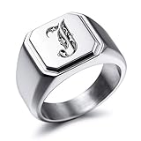 MeMeDIY Personalisierte Gravur Monogramm-Buchstaben-Signet-Ring für Männer Frauen...