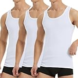 Falechay Unterhemd Herren Tank Top 3er Pack Baumwolle Feinripp ärmellos...