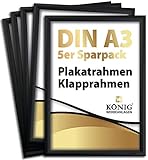 5 Plakatrahmen DIN A3 | 25mm Aluminium Profil, schwarz | inkl. entspiegelter...
