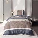LINKHOFF Biber Bettwäsche 135x200 2tlg | Kuschelige Bettwäsche Taupe Beige |...