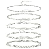 SpetngSake 5 Stück Fußkettchen Silber für Damen,Vintage Fussketten für...