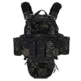 Airsoft taktische modulare Weste, verstellbare Militär-Angriffsweste, mit Magazintasche...