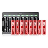 EBL AA Akkus 8 Stück 1,5V 3000mWh & AA wiederaufladbare Batterien mit M7012...