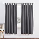 PONY DANCE Verdunklungsvorhänge Schlaufenschal 2er Set - Vorhänge Grau H 175 x B 140 cm...