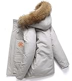 FM2018XSL Unisex Daunenjacke mit Pelz für Männer Wintermantel für Frauen Kapuze...