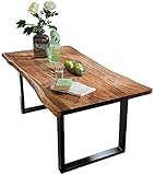 SAM Baumkantentisch 140x80 cm Quarto, Akazienholz massiv + nussbaumfarben, Esstisch mit...