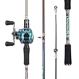 Sougayilang Baitcasting Angel Combo, 2-teilig, Bunte leichte tragbare Angelrute mit...