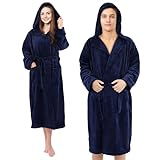 Pameil Bademantel für Damen & Herren Flauschig Morgenmantel mit Kapuze &...