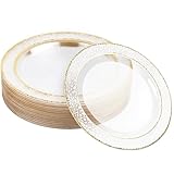 MATANA 20 Premium Plastikteller mit Goldrand, Hartplastik Teller Gold (26cm) -...