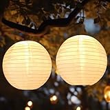 Bawoo Solar Lampions Außen, 2 Stück 30cm Solar LED Laterne Wasserdicht Warmweiß...
