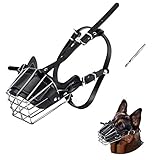 Hundemaulkorb, Metall-Gesichtskorb, Hundemund, atmungsaktiv, verstellbar, Lederleine,...