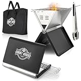 JIMMY BURNS Campinggrill Holzkohle Edelstahl | [Notebook Design] | für 2-4 Personen |...