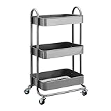 Amazon Basics Werkzeug- oder Küchenrollwagen, 3 Ebenen, Metall, Anthrazit