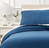 Amazon Basics - 2Stück Deluxe-Bettwäsche-Set aus Mikrofaser, 135 x 200 cm, Marineblau,...