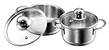 Kopf Mini Topfset Parvus (Edelstahl, 2-teilig, 12 + 14 cm, inkl. Glasdeckel,...
