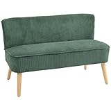 HOMCOM Sofa 2 Sitzer Couch, Kleine Loveseat mit Cord-Optik Modern Polstersofa für...