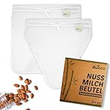 DuEco Nussmilchbeutel mit 2 Stück für Bio Nussmilch & Pflanzenmilch - Mehrzweck...