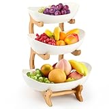 ANNTIM Etagere 3 Etagen, Obst Etagere 3 Stöckig Obstschale Keramik, Weiß Obstkorb...