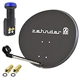 Zehnder 60cm Spiegel Schüssel Stahl + Twin LNB | 2 Teilnehmer SAT Anlage HD...