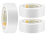 3 x Colorus PVC Abdeckband PLUS 38 mm x 33m weiß gerillt | Schutzband selbstklebend für...