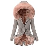 EMATOP Mantel Frauen Wintermantel Warme Winter Jacke Lange Mäntel Einfarbig...