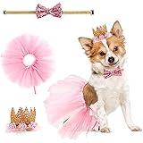 Zhenp 3 Stück Hochzeitskleid für Hunde, Tutu Rock für Hunde, Hunde Prinzessin Kronen...
