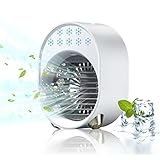 Luftkühler mit Verdunstungskühlung, Mini Klimaanlage Akku Portable, Mini Ventilator USB...