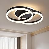 Amdelne LED Deckenlampe Wohnzimmer 50cm 2-Ringe Design, 36W Deckenleuchte...