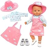 Miunana Kleidung Puppenkleidung Outfits für Baby Puppen, Kleidung Hut Schuhe für 35-43...