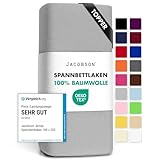Jacobson Jersey Spannbettlaken Spannbetttuch Baumwolle Bettlaken (Topper 180-200x200 cm,...