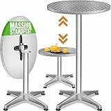 Casaria® 2in1 Stehtisch Klappbar Höhenverstellbar 70 cm / 115 cm Hoch Aluminium Rund Ø...