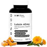 Lutein 40 mg. 120 vegane Kapseln für 4 Monate. Natürlicher Ringelblumenblütenextrakt...