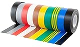 Gocableties - Isolierband Farbig Set - 19 mm x 20 m - strapazierfähiges,...