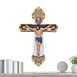 Wandkreuz - Kruzifix mit Jesus, 20cm Exquisite Harz Christliche Wandkunst, Christus Figur...