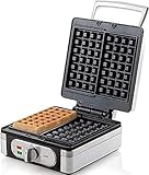 Domo DO9047W/N Waffelautomat (1400 Watt, für extra dicke quadratische belgische /...