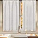 XLSBZ Scheibengardinen Leinenoptik 2er Set Küchengardinen mit Stangendurchzug, Vorhänge...