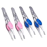 Angoily 4 Stück Augenbrauenpinzetten aus Rostfreiem Edelstahl Elastisch und Formstabil...